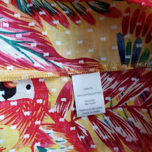 Rachel Zoe Parrot Tropical Cotton Textured Colorful Short Sleeve Blouse Top XS - Picture 10 of 11